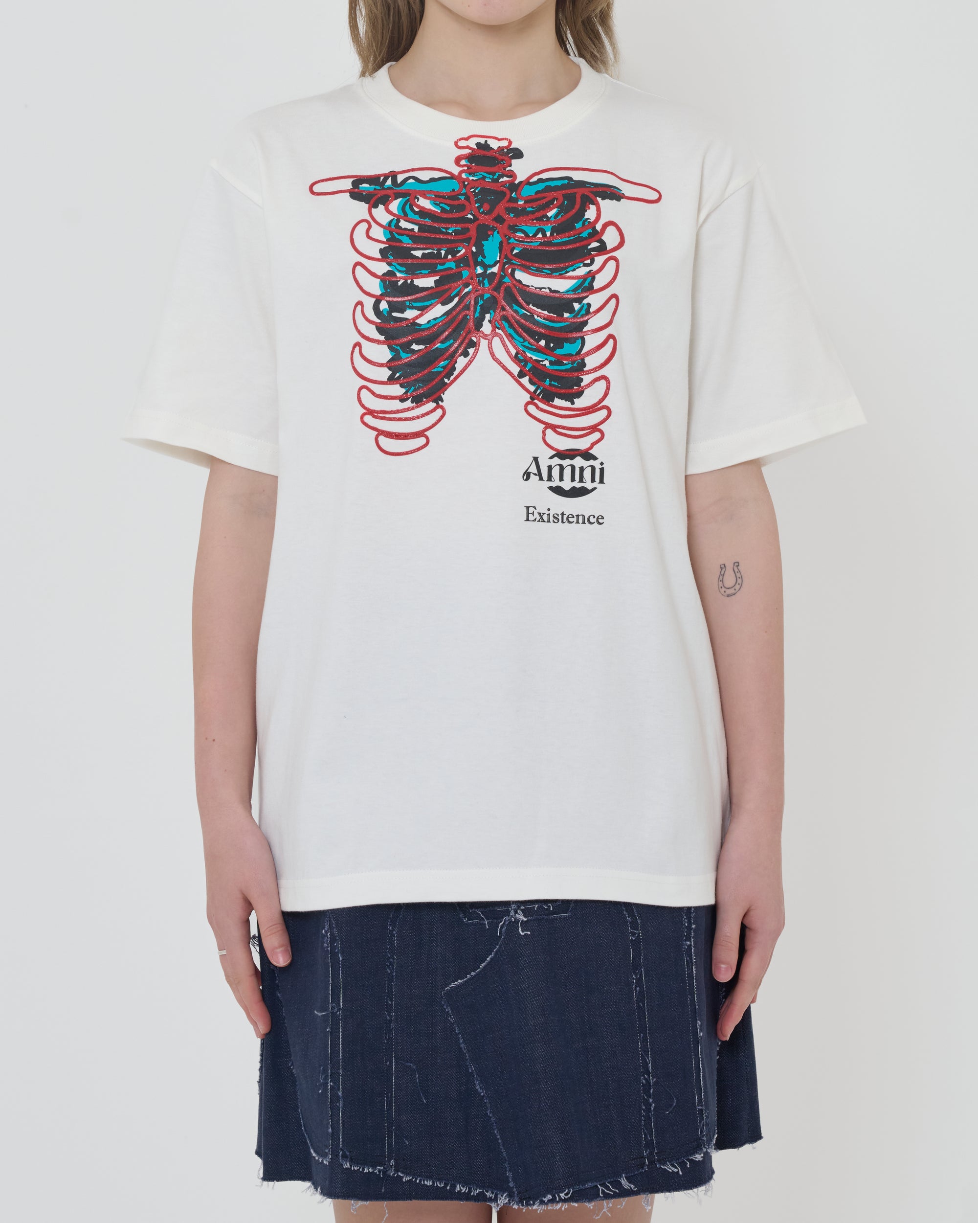 Skeleton T-shirt / Blanc × Rouge