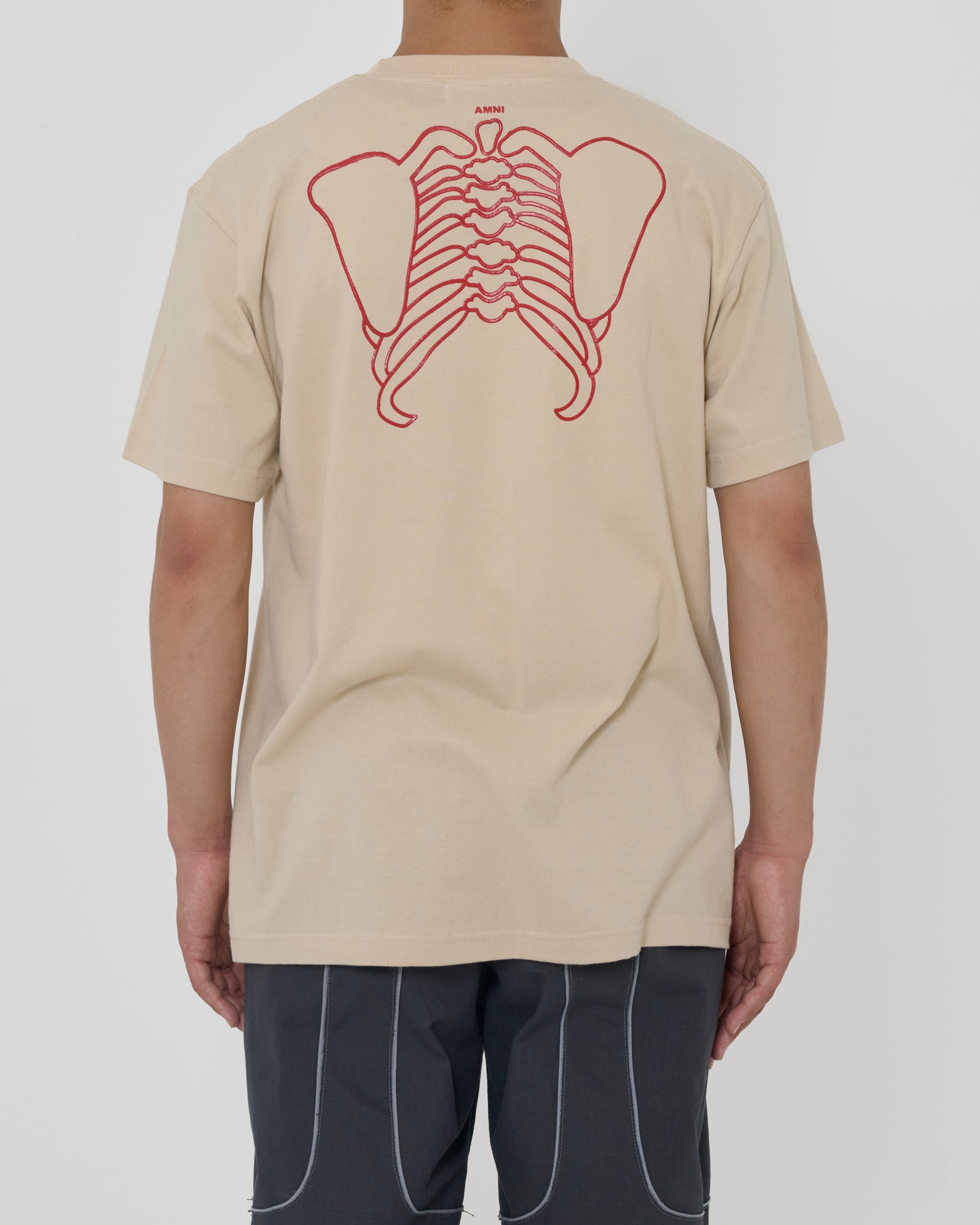 T-shirt squelette / Beige × Rouge