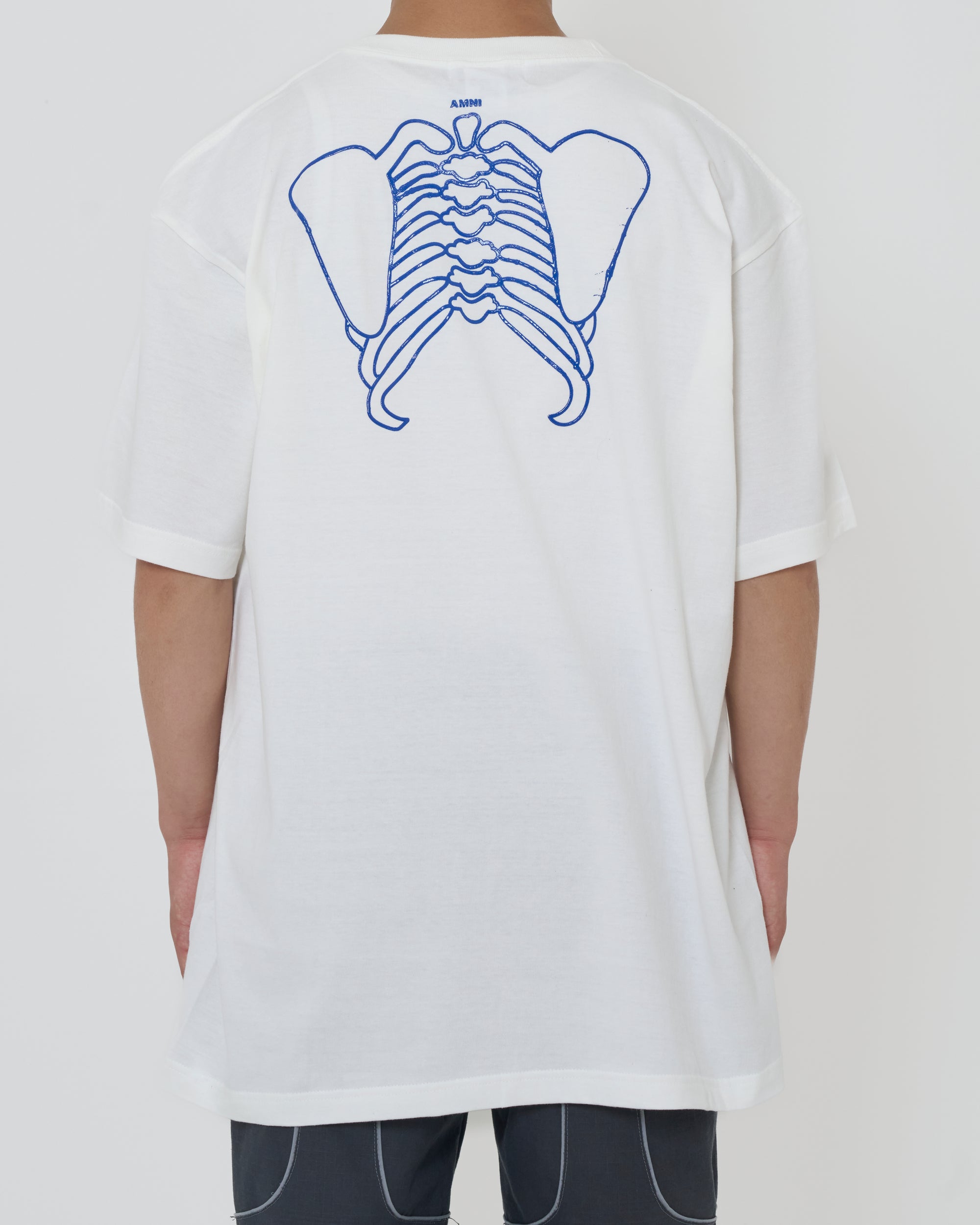 T-shirt squelette / Blanc × Bleu