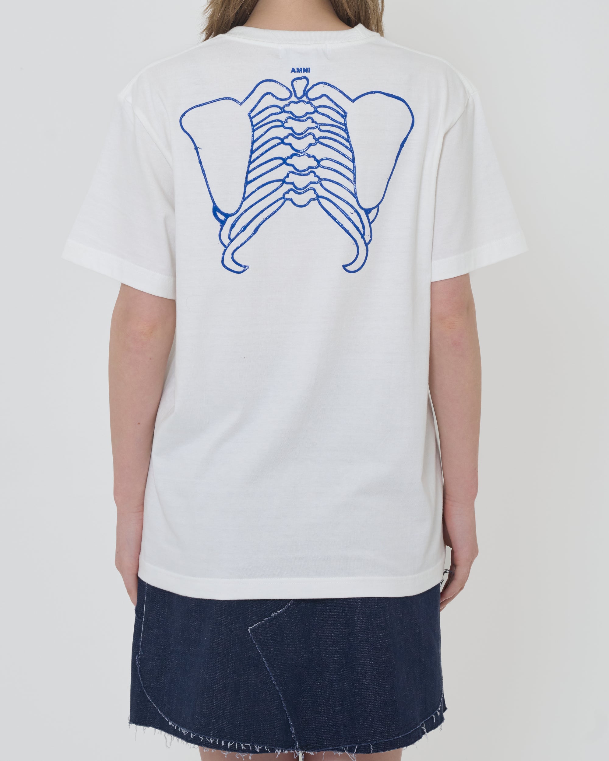 T-shirt squelette / Blanc × Bleu