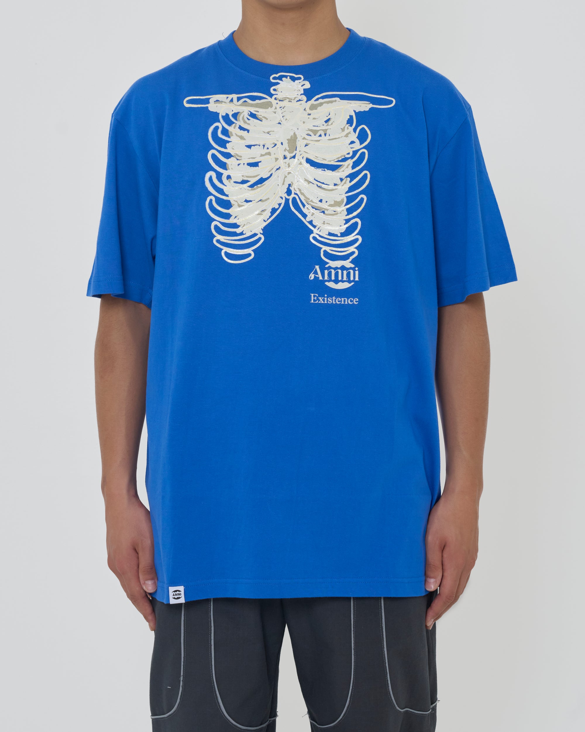 T-shirt squelette / Bleu × Blanc