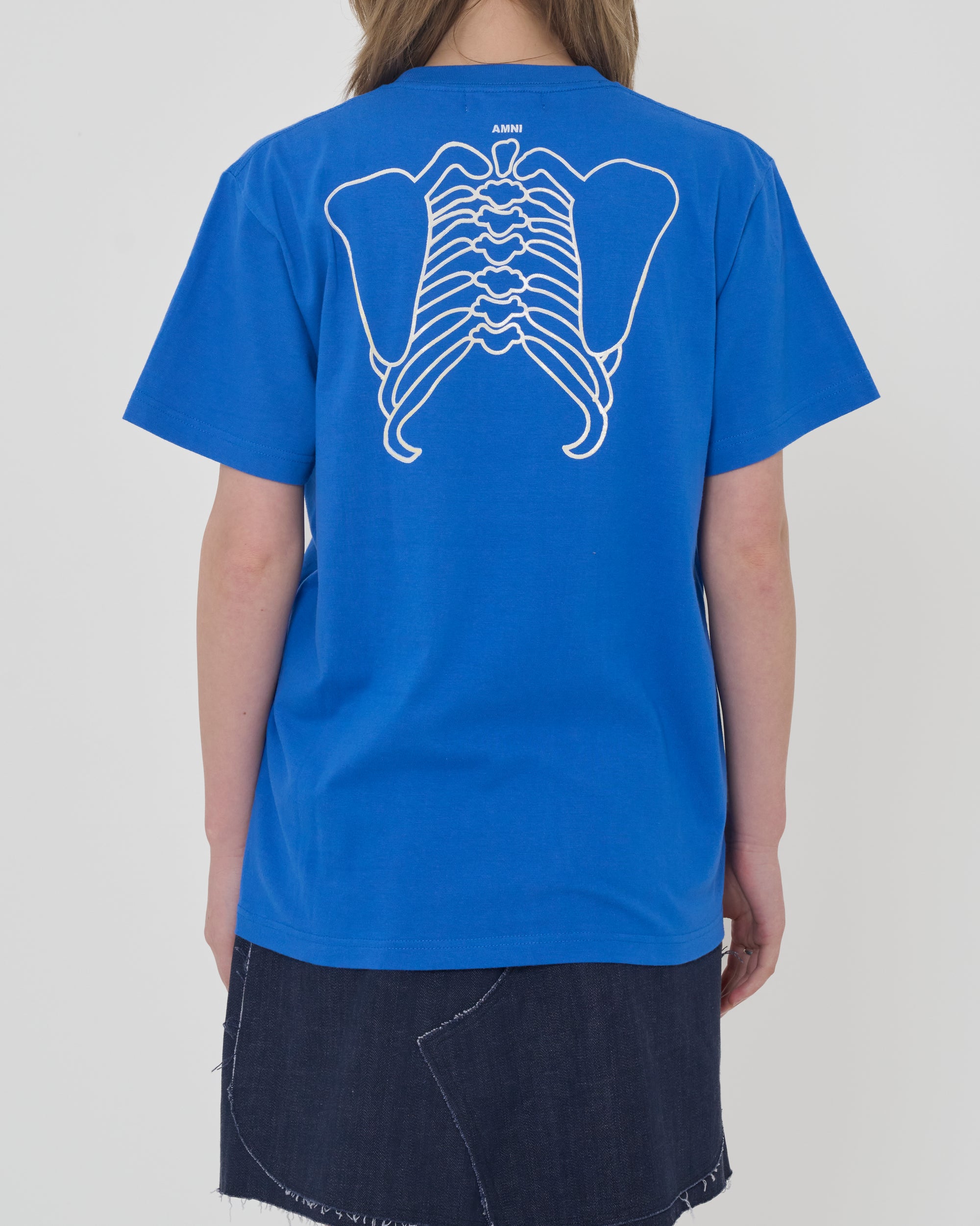 T-shirt squelette / Bleu × Blanc
