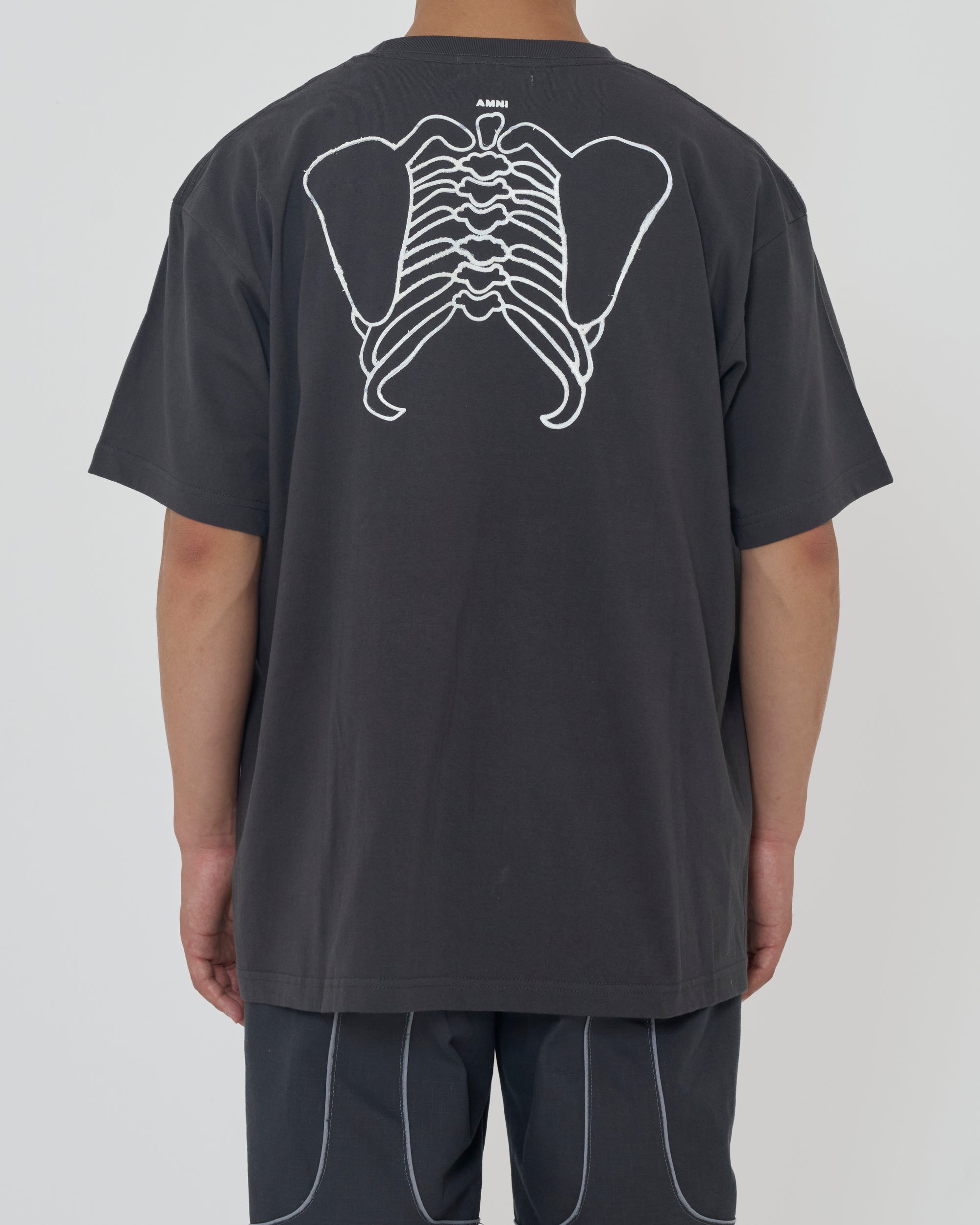 T-shirt squelette / Gris charbon × Rouge