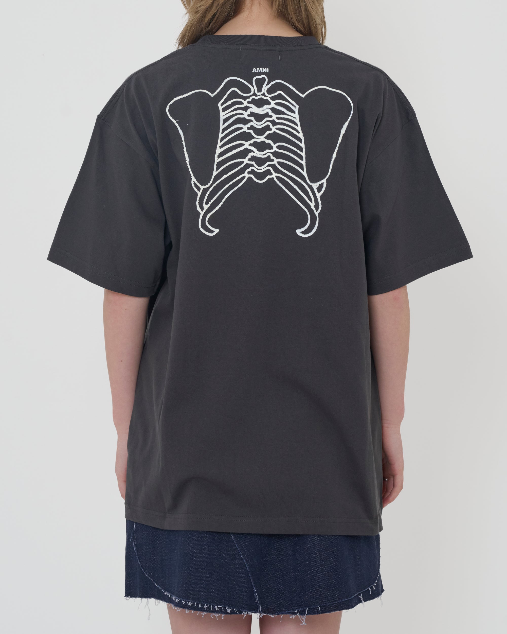 T-shirt squelette / Gris charbon × Rouge