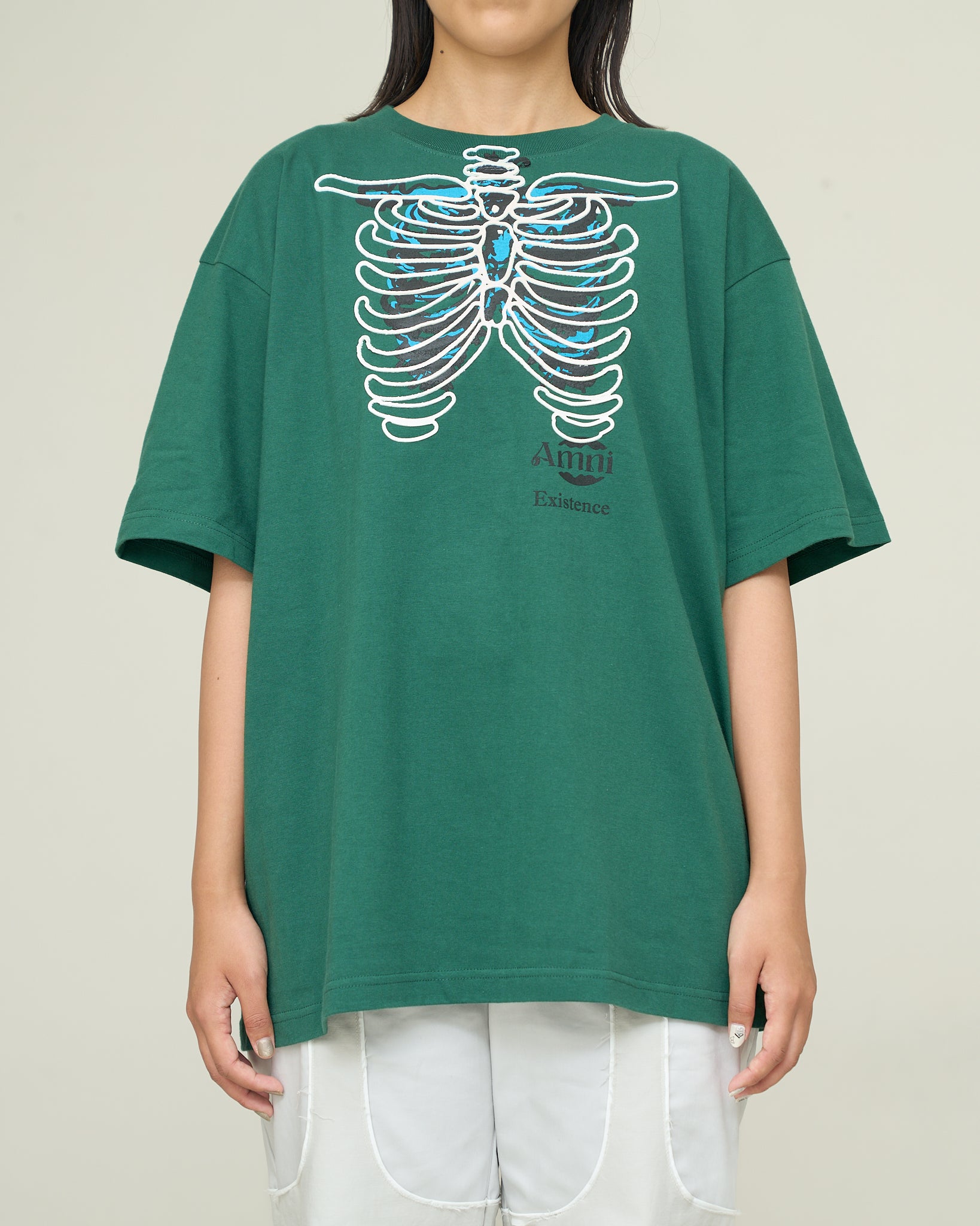 티셔츠 / 그린 × 화이트