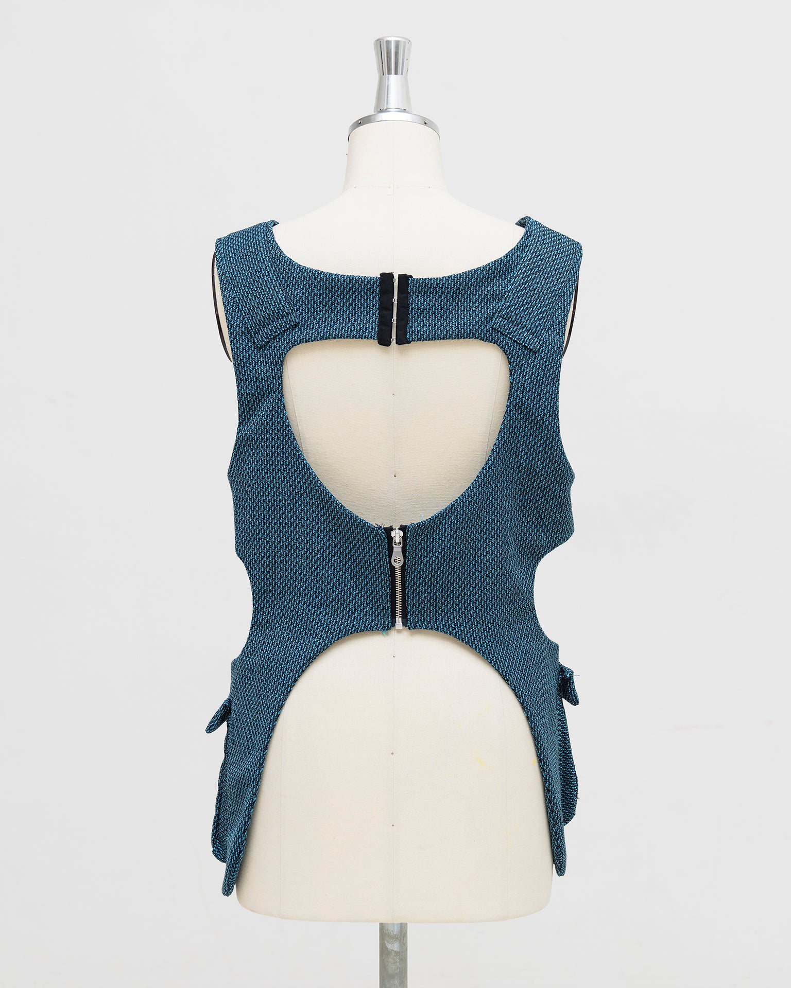 Lung outer vest / Sky blue tweed