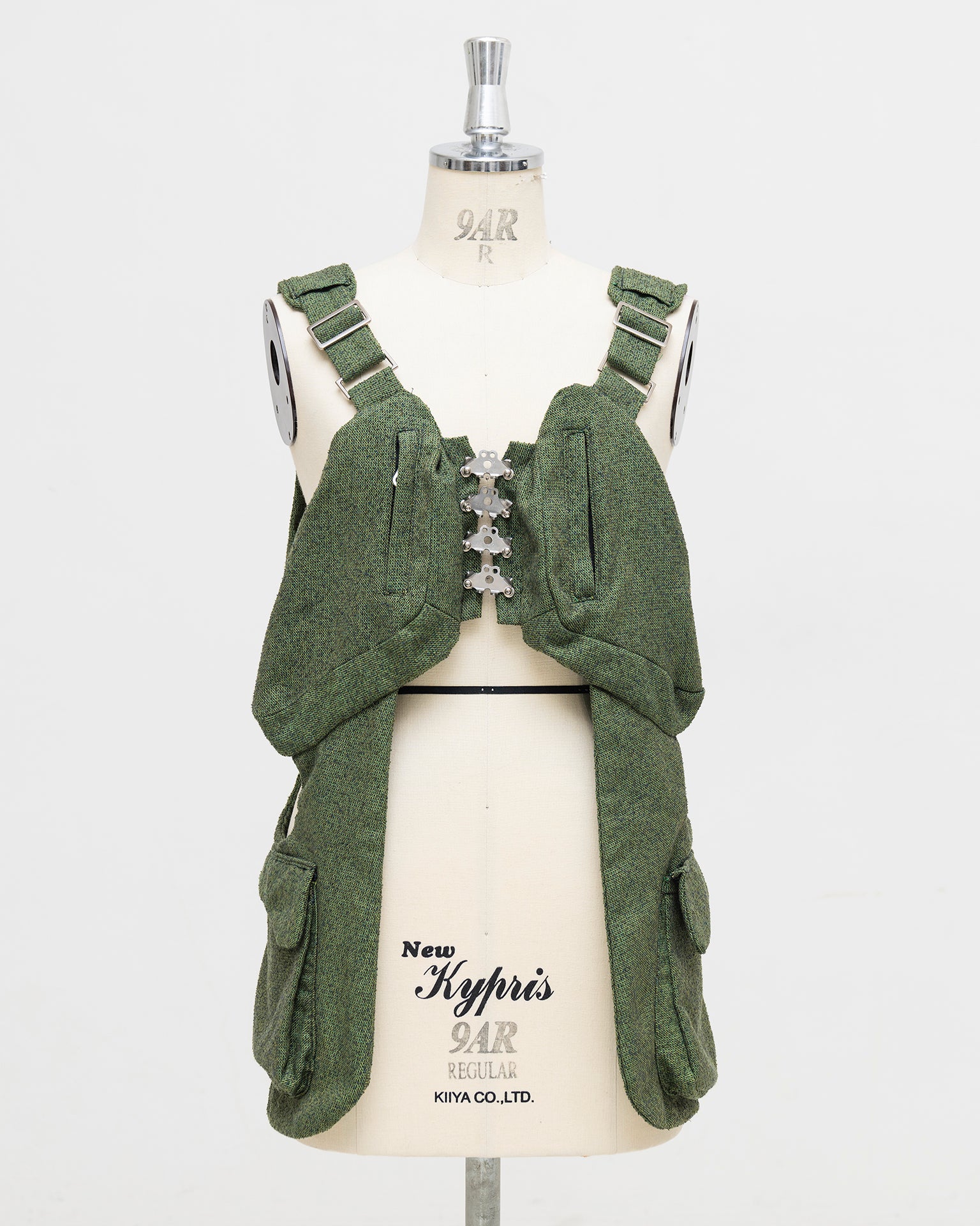 Lung outer vest / Green tweed