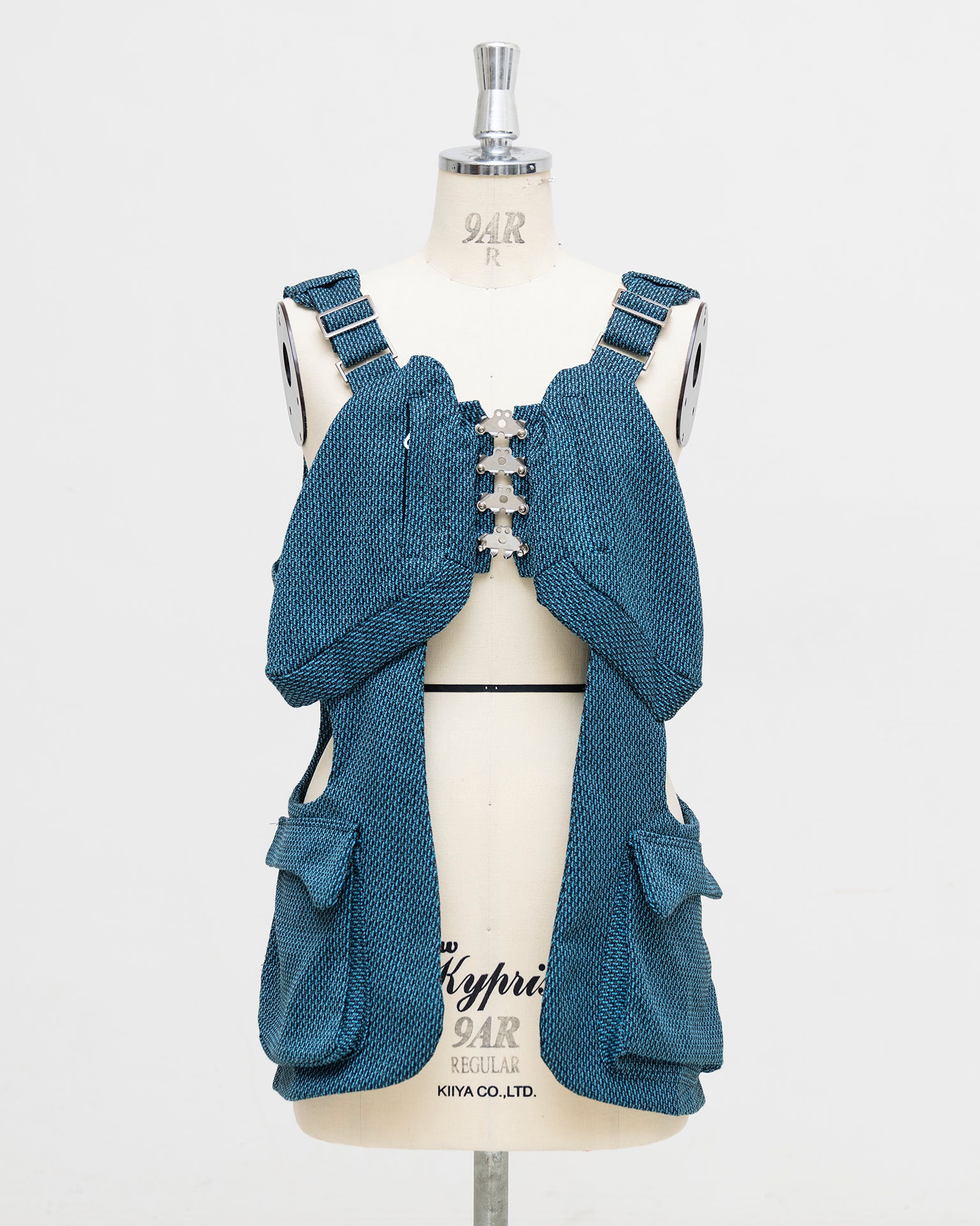 Lung outer vest / Sky blue tweed