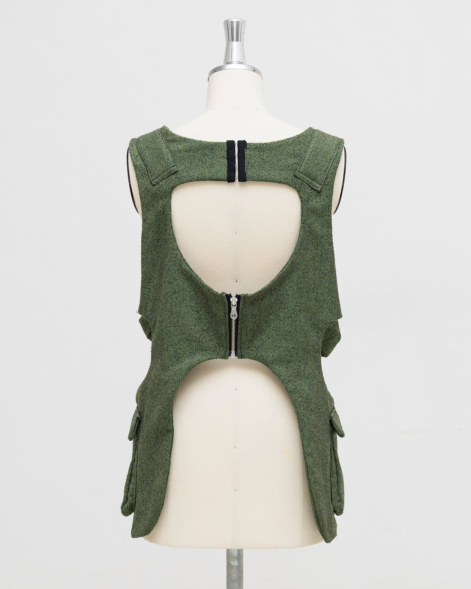 Lung outer vest / Green tweed