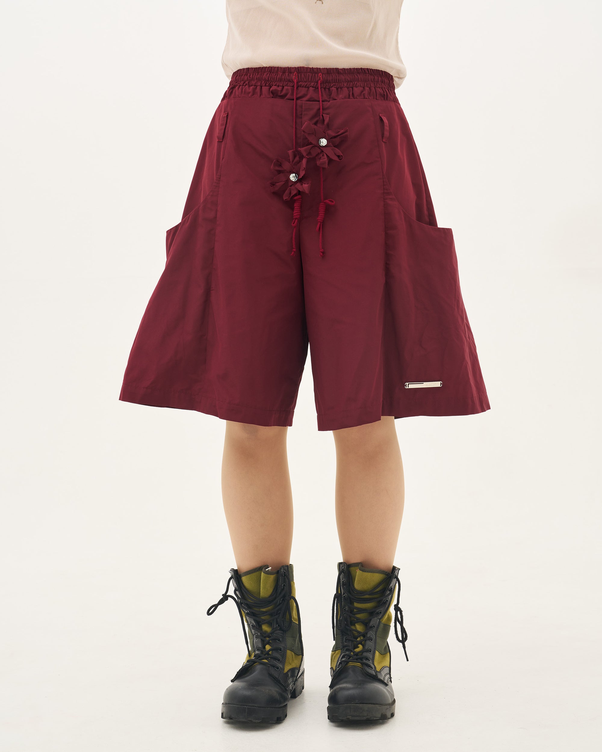 Gauss flower half pants/Bordeaux