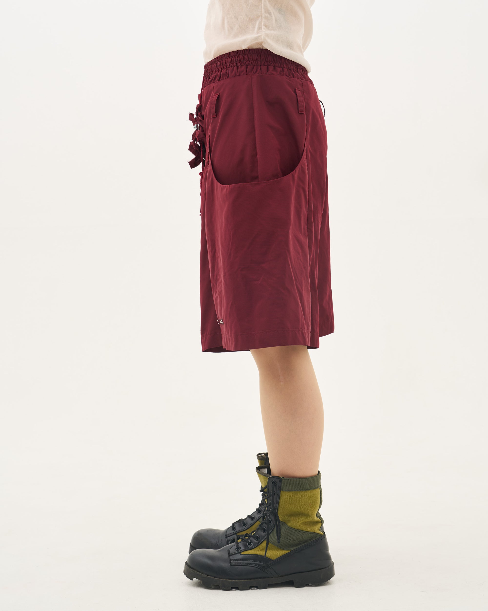 Gauss flower half pants/Bordeaux