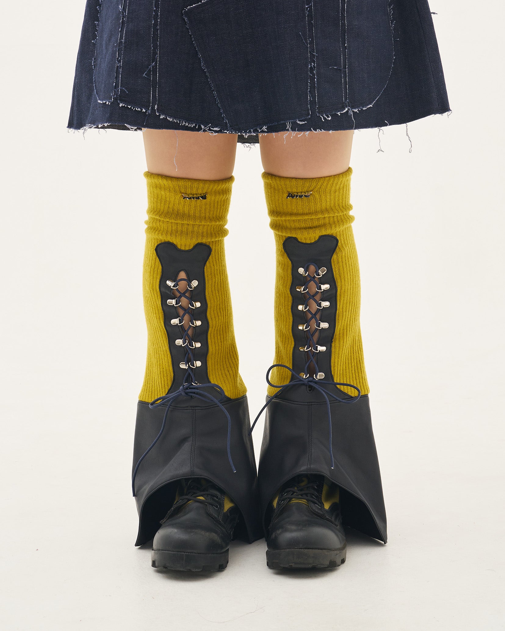 Skeleton boots Cover/Yellow×Navy