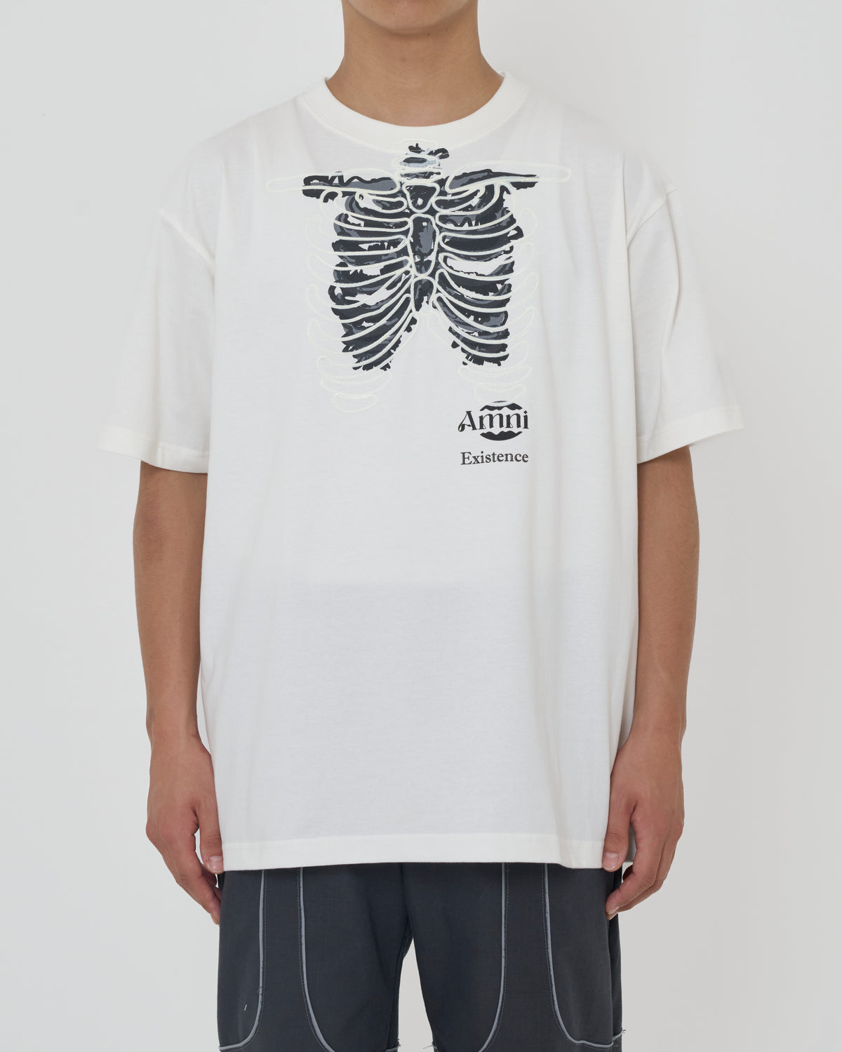 Skeleton T-shirt / White × Luminous