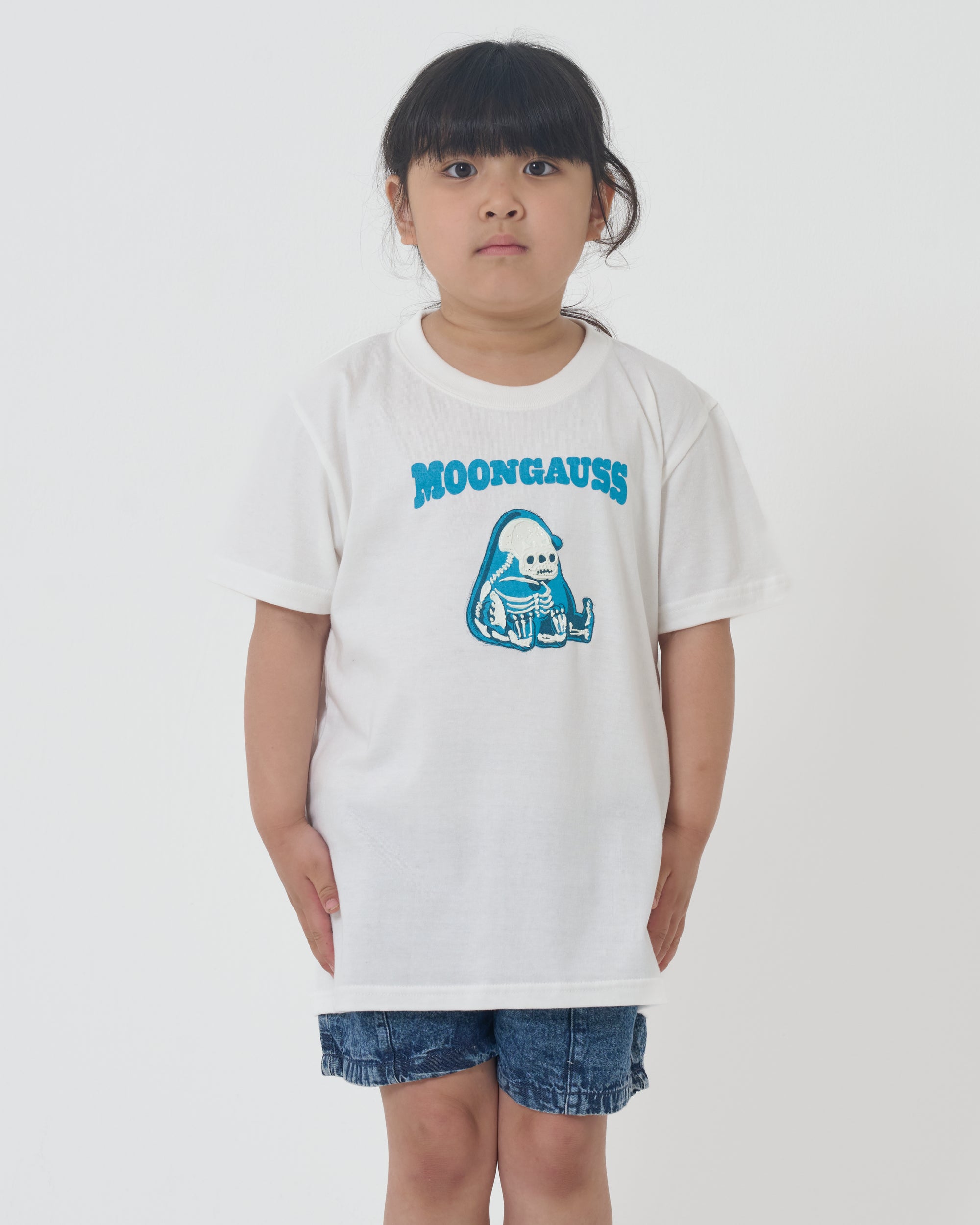 Moongauss skeleton T-shirt/KIDS/WHITE