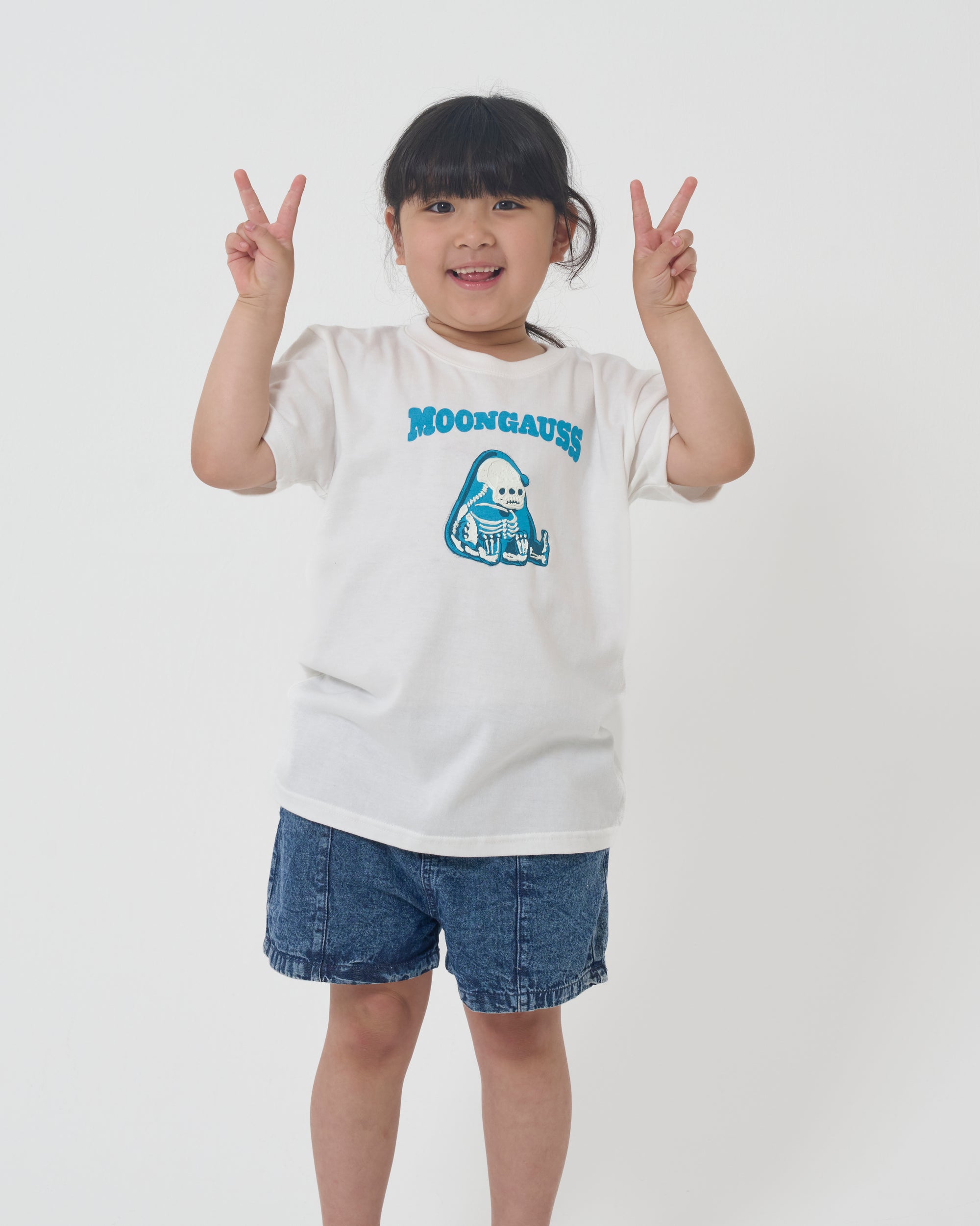 Moongauss skeleton T-shirt/KIDS/WHITE