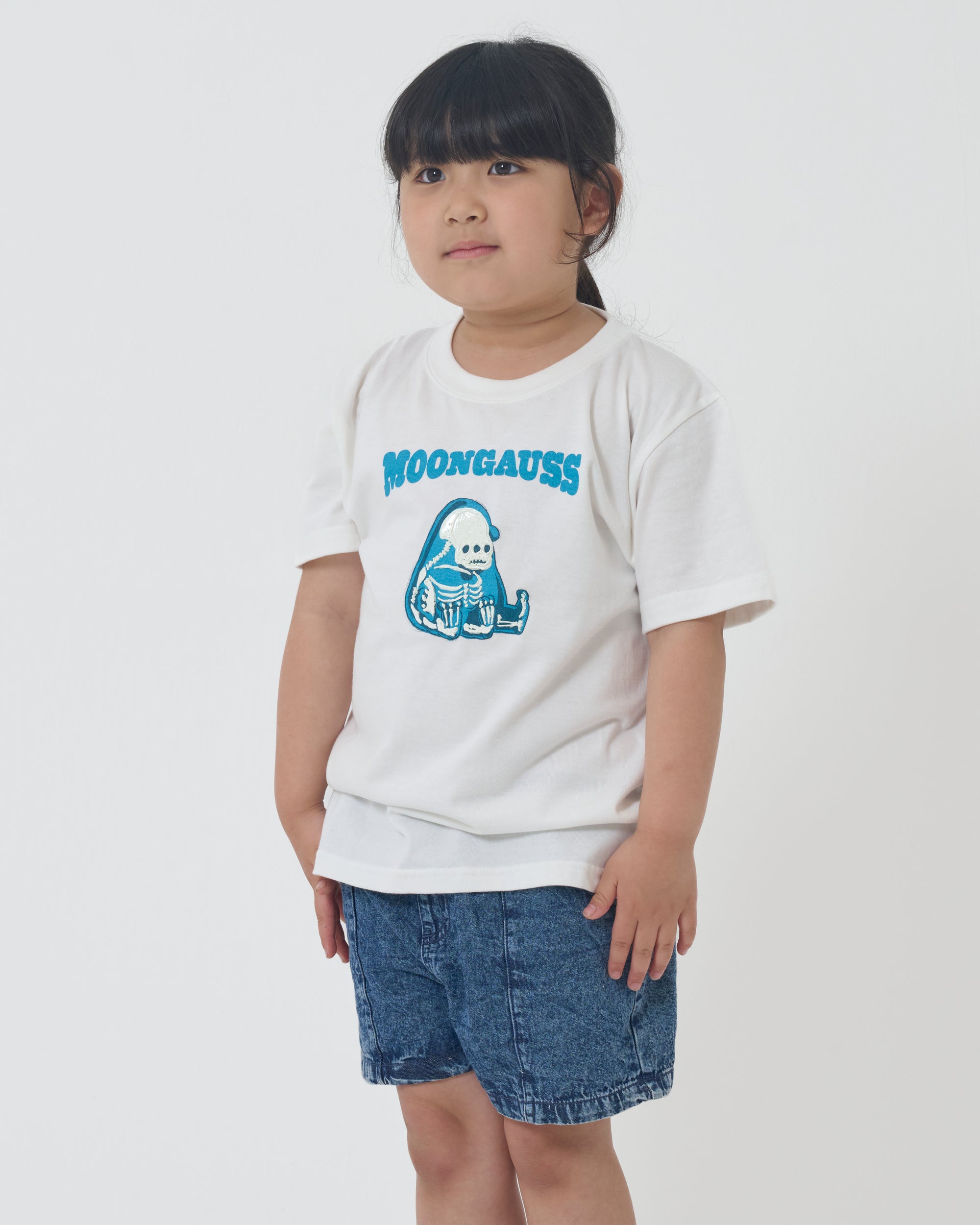 Moongauss skeleton T-shirt/KIDS/WHITE